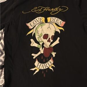 Ed Hardy Black Tee with Skull Graphic
